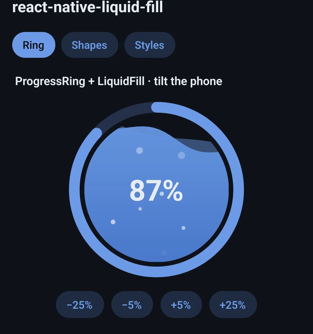 Water inside a ProgressRing at 62%